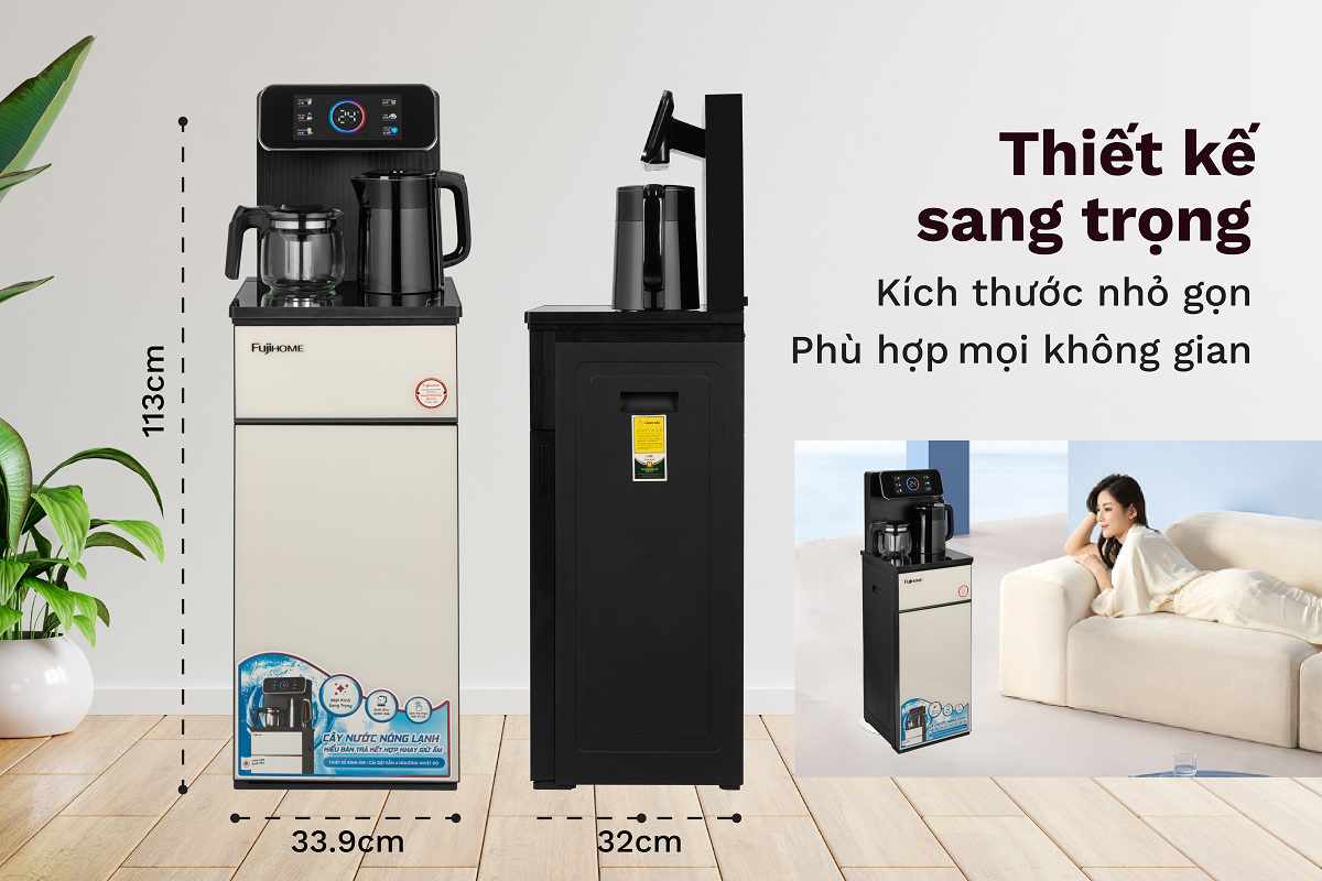 Cây nước nóng lạnh kết hợp bàn pha trà, caffe Fujihome TBD22
